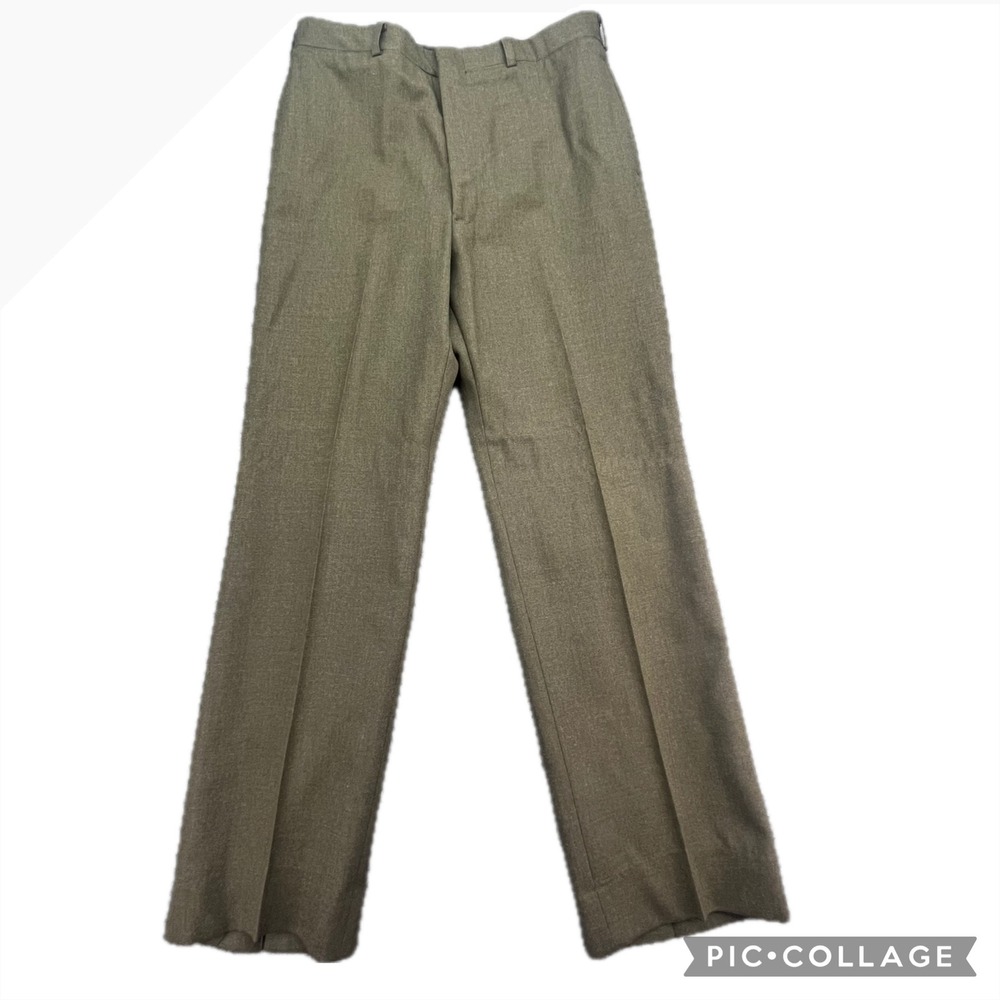 Mens Wool Serge‎ Military Trousers Watauga 35R Green Government Uniform Pants
